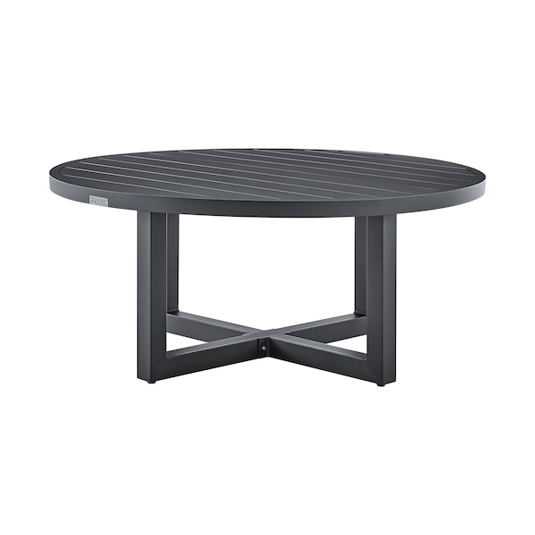 Armen Living Argiope Outdoor Patio Round Coffee Table in Gray Aluminum 840254332560 - main